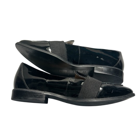 Ukies Womens Black Patent Leather Loafers With Elastic Strap Size 5M - Picture 4 of 10